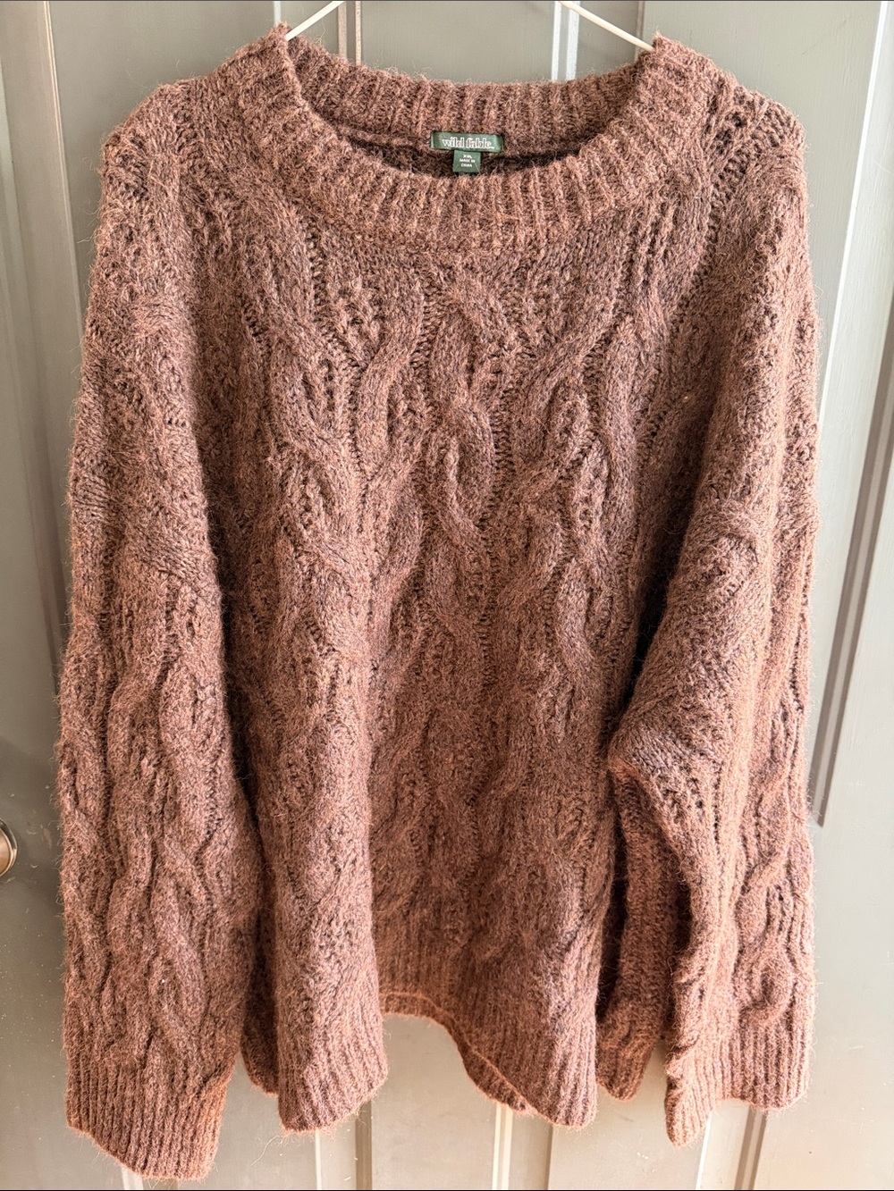 wild fable Cable-Knit Crew Sweater - Dusty Rose